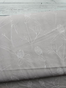 Exclusive Design- Light Taupe Line Drawn Floral {by the half yard}