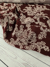 Burgundy Paisley Smooth Rayon Crepe {by the half yard}