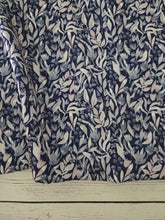 Navy, Taupe and Dusty Blue Botanical Print {by the half yard}