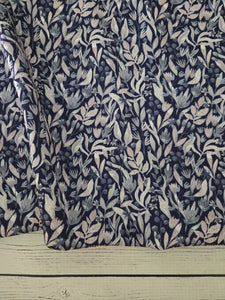 Navy, Taupe and Dusty Blue Botanical Print {by the half yard}