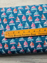 Teal Bright Sailboats Swim Knit {by the half yard}