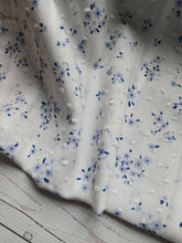 White & Blue Petite Floral Swiss Dot Cotton {by the half yard}