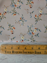Taupe, Rust & Blue Floral Linen Look Poly {by the half yard}