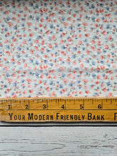 *REMNANT* 1 Yd- Petite Peach & Blue Floral Swiss Dot Knit