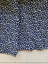 Navy & White Geometric Print Silky Polyester {by the half yard}