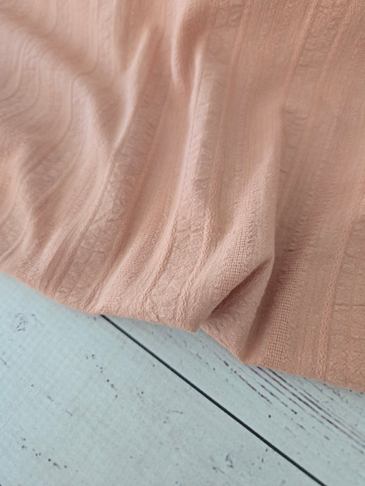 Solid Earthy Peach Textured Stripe Cotton {by the half yard}