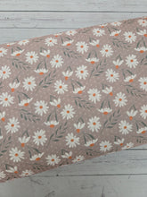 Medium Brown Daisy Print Swiss Dot Knit {by the half yard}
