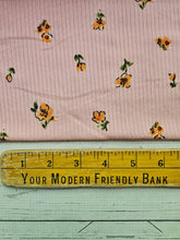 Pink & Orange Floral Stems Rib Knit {by the half yard}