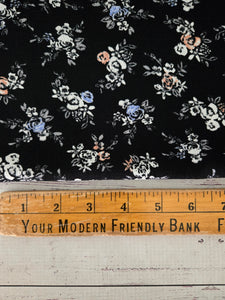 Petite Black Floral Woven Poly {by the half yard}