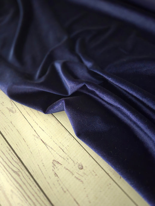 *REMNANT* 4 Yds- Navy Stretch Velvet Knit