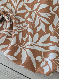 Caramel Leaf Print Rayon Nylon {by the half yard}