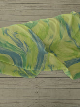 Green & Blue Watercolor Marble Silky Polyester {by the half yard}