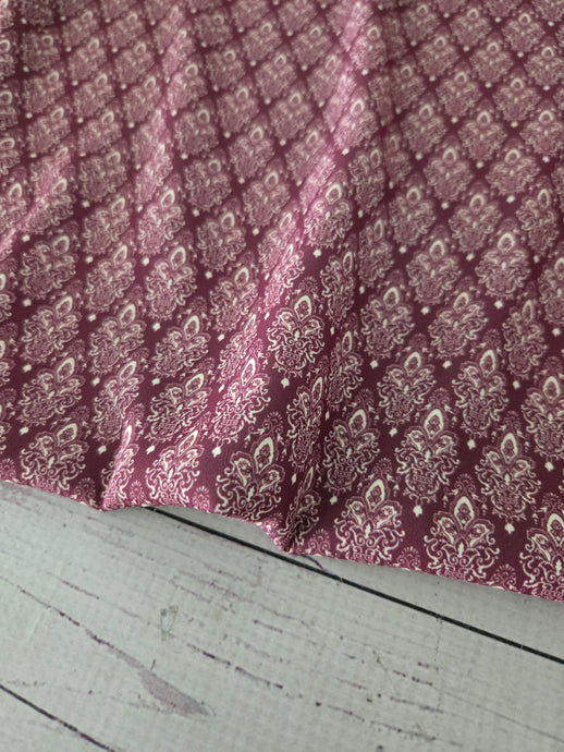 Burgundy & Cream Fleur de Lis {by the half yard}