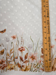 Fall Stems & Butterflies Border Print Swiss Dot Cotton {by the half yard}