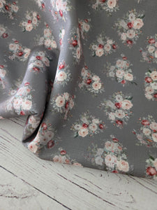 Exclusive Design- Olive Small Floral Poly Slub {by the half yard}
