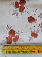 Exclusive Design- Rust Watercolor Floral Lurex Stripe Poly {by the half yard}