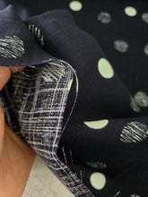 Navy & White Dots Rayon Linen Blend {by the half yard}