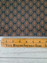 Dark Teal & Gold Medallion Pinstripe Poly {by the half yard}