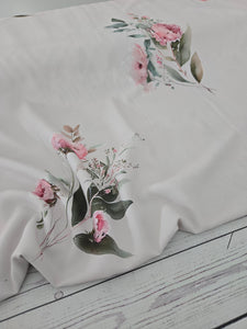 Exclusive Design- Creamy Tan & Pink Large Scale Floral {by the half yard}