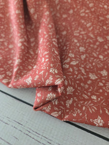 Pumpkin Petite Floral Poly Slub {by the half yard}