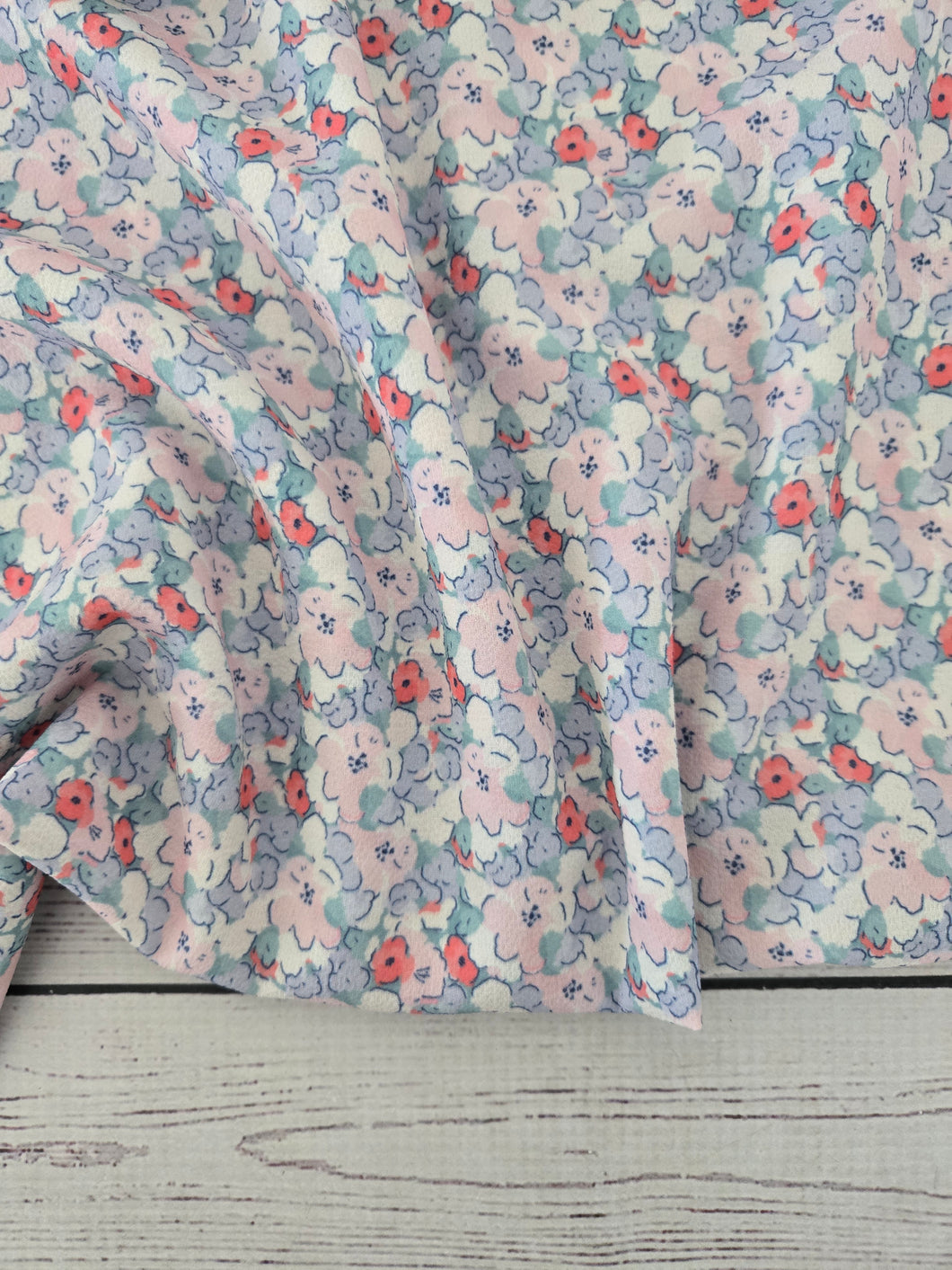 Light Blue & Pink Petite Floral Print {by the half yard}