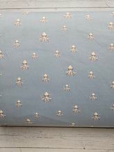 Exclusive Design- Dusty Blue Octopus Print Double Brushed Poly (DBP) Knit {by the half yard}