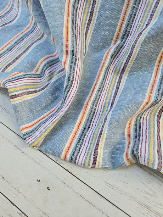 Chambray Colorful Wide Stripe Rayon Linen Blend {by the half yard}