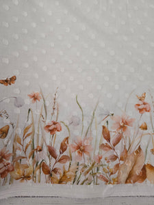 Fall Stems & Butterflies Border Print Swiss Dot Cotton {by the half yard}