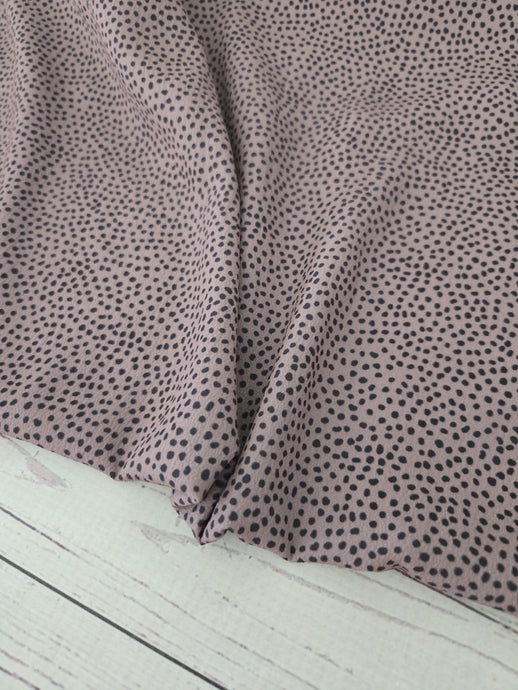 *REMNANT* 2 Yds- Exclusive Design- Mocha Random Petite Dot Print