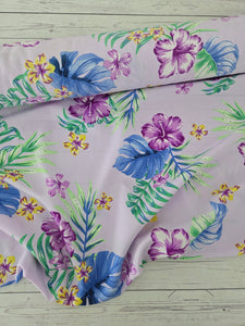 Lavender & Purple Tropical Floral Silky Polyester {by the half yard}