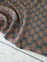 Dark Teal & Gold Medallion Pinstripe Poly {by the half yard}