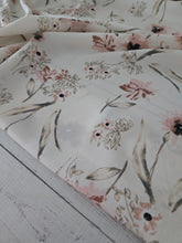 Soft Pink & Tan Floral Dobby Crepe {by the half yard}