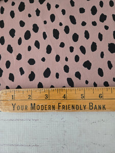 Crepe Pink & Black Spots Silky Polyester {by the half yard}