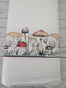 Mushroom Border Print Swiss Dot Knit {by the half yard}