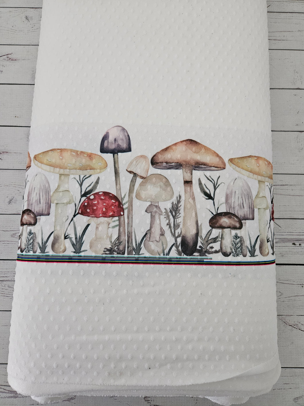 Mushroom Border Print Swiss Dot Knit {by the half yard}