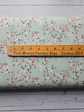 Light Green & Peach Floral Poly Slub {by the half yard}