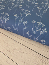 Blue Teal Outline Floral Pinstripe Poly {by the half yard}