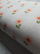 Happy Peachy Daisies Textured Knit {by the half yard}