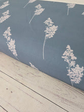 Dark Aquamarine & Cool Taupe Stems Linen Look Poly {by the half yard}