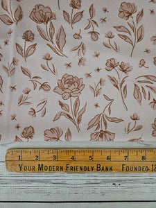 Exclusive Design- Tan & Brown Floral Print {by the half yard}