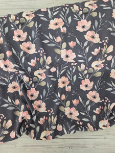 Charcoal & Pink Floral {by the half yard}