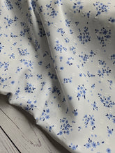 White & Blue Petite Floral Opaque Swiss Dot 100% Polyester {by the half yard}
