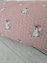 Exclusive Design- Rose Pink Mouse Print Swiss Dot Knit {by the half yard}