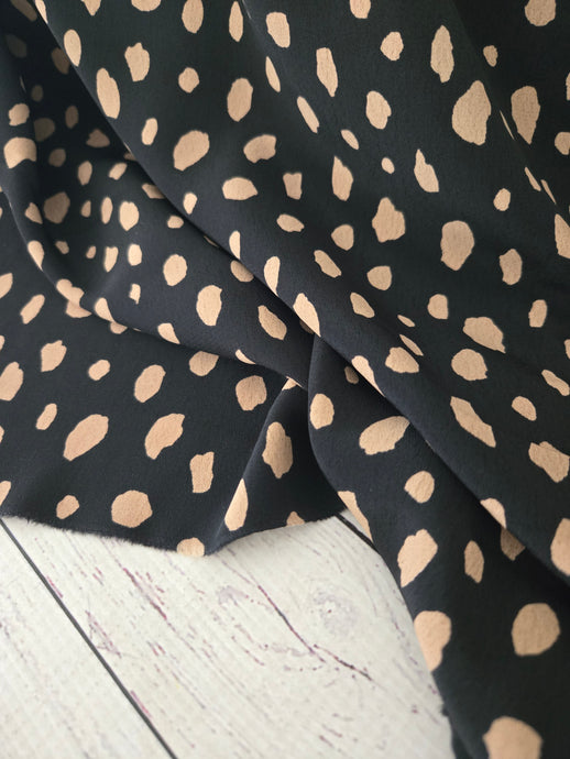 Black & Mocha Spots Silky Polyester {by the half yard}