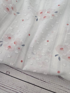 Pale Pink Watercolor Floral Swiss Dot Cotton {by the half yard}