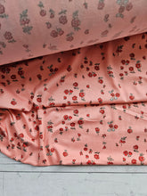Coral Pink Petite Floral Double Brushed Poly (DBP) Knit {by the half yard}