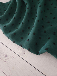 Hunter Green Black Dot Opaque Swiss Dot 100% Polyester {by the half yard}