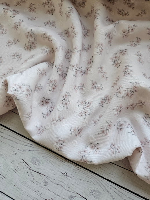 Exclusive Design- Whisper Pink Petite Magnolia Branch Woven Look Circle Dot Opaque 100% Polyester {by the half yard}
