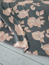 Basil & Camel Floral Pinstripe Poly {by the half yard}
