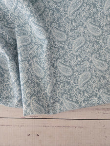 Seafoam Paisley & Vines Opaque Petite Swiss Dot 100% Polyester {by the half yard}